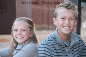 Kids sitting on steps up close